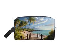 Palm Trees Beach Sea Ocean Portable Large-Capacity Travel Toiletry Bag (Print Models) Waterproof Makeup Storage Bag for Men and Women for Business Trips, Fitness, Bathroom, Daily Storage