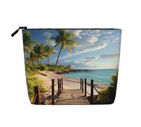 Palm Trees Beach Sea Ocean Toiletry Bags for Women, Portable Travel Cosmetic Bag, Daily Organiser with Zipper
