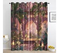 Palm Trees Blackout Curtains, Tropical Banana Leaf Exotic Style Curtain for Living Room, Bedroom Home Decor Window Curtain, Eyelet Thermal Curtains & Drapes 2 Panels 66 x 90 Inch Drape