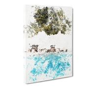Palm Trees By The Beach In The Maldives Watercolour Canvas Print | Gallery Wrapped 30mm Frame Wall Art | 20x14 inches | Ready to Hang | Coastal Floral Picture | Living Room Bedroom Lounge Office