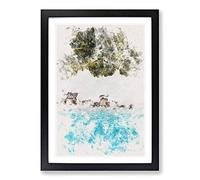 Palm Trees by The Beach in The Maldives Watercolour Framed Print | A2 Black Framed Wall Art | Ready to Hang | Modern Floral Picture | Living Room Bedroom Lounge Office
