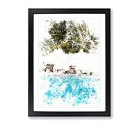 Palm Trees By The Beach In The Maldives Watercolour Modern Framed Print | A4 Black Framed Wall Art | Ready to Hang | Modern Floral Picture | Living Room Bedroom Lounge Office