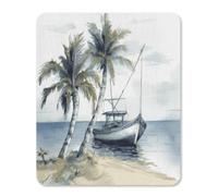 Palm Trees Fishing Boat Mouse Pad Thin Mouse Mat 14.22