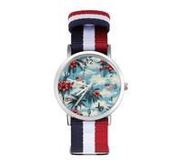 Palm Trees Hibiscus U.S. Flag Quartz Watches Arabic Numerals Wrist Watch with Adjustable Strap for Men Women