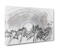 Palm Trees in the Evening Sketch Canvas Print | Gallery Wrapped 30mm Frame Wall Art | 30x20 inches | Ready to Hang | Modern Floral Picture | Living Room Bedroom Lounge Office