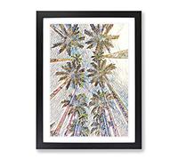 Palm Trees Landscape No.4 Modern Bg Framed Print | A4 Black Framed Wall Art | Ready to Hang | Modern Floral Picture | Living Room Bedroom Lounge Office