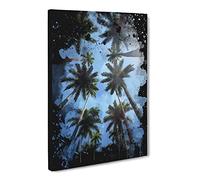 Palm Trees Landscape No.4 Modern Cb Canvas Print | Gallery Wrapped 30mm Frame Wall Art | 24x16 inches | Ready to Hang | Modern Floral Picture | Living Room Bedroom Lounge Office