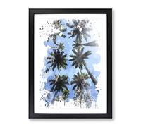 Palm Trees Landscape No.4 V3 Modern Framed Print | A3 Black Framed Wall Art | Ready to Hang | Modern Floral Picture | Living Room Bedroom Lounge Office