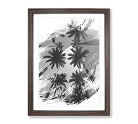 Palm Trees Landscape Vol.4 V1 Modern Framed Print | A3 Walnut Framed Wall Art | Ready to Hang | Modern Floral Picture | Living Room Bedroom Lounge Office
