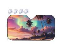 Palm Trees Night Sky Printed Car Front Glass Sun Blocker Universal Sun Shades Foldable Car Windshield Sunshades For Automotive Vehicle Suv 70x130cm