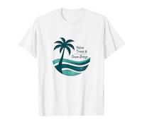 Palm Trees & Ocean Breeze Tropical Beach Vacation T-Shirt, Men, White, 5XL