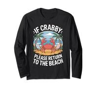 Palm Trees Ocean Crab Crabby Return to Beach Summer Long Sleeve T-Shirt