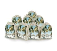 Palm Trees on The Beach 8 PCS Muslin Bags with Drawstring Sachet Bags Empty Small Cotton Drawstring Bag Muslin Reusable & Washable Cotton Bag for Herb Spice Candy Soap Jewelry Wedding Gift Pouches