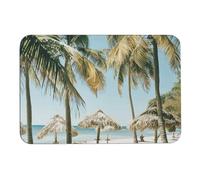 Palm Trees on The Beach Bath Mat Super Absorbent Non Slip Bathroom Rug | Soft Quick Dry Shower Mat, Durable Rubber Backing, Machine Washable, Thin Bath Rug for Bathroom, Kitchen, Entryway 40x60cm