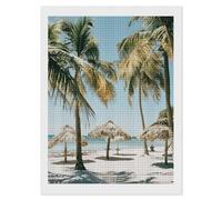 Palm Trees on The Beach Diamond Art Kits for Adults Diamond Art Diamond Painting DIY 5D Diamond Painting Kit Diamond Painting Kits for Adults Gem Art Square Diamond Art Full Drilla 12"x16"