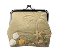 Palm Trees On The Beach Women's Leather Kiss-Lock Coin Purse,Double-Sided Full Print Pattern,Ultra-Fine Fiber Leather,Small Clutch Wallet for Cash,Cards,Coins