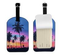 Palm Trees Print Luggage Tags Stylish Leather Suitcase Tags Cute & Functional Bag Tags for Travel 7cm X 11cm Durable Identification Accessory