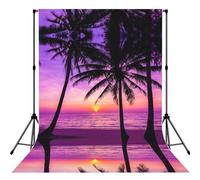 Palm Trees Silhouette At Sunset Print 5×7ft Photo Backdrop, Seamless Background Cloth For Studio And Portrait Photography Wedding Party