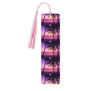 Palm Trees Silhouette at Sunset Print 5pcs Wooden Bookmark for Men Women, Bookmarks with Tassel, Bookmarks Gifts for Book Lovers