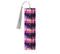 Palm Trees Silhouette at Sunset Print 5pcs Wooden Bookmark for Men Women, Bookmarks with Tassel, Bookmarks Gifts for Book Lovers