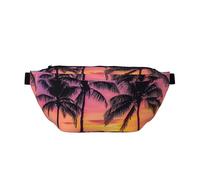 Palm Trees Silhouette at Sunset Print Bumbag Large Fanny Pack, Crossbody Waist Bag with Adjustable Strap Chest Bag for Hiking Travel Fitness and Daily Carry