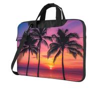Palm Trees Silhouette at Sunset Print Laptop Bag Case 14 inch, Computer Sleeve Cover with Shoulder Strap and Handle Briefcase Carry Case for Men Women to Work School Travel