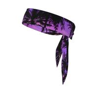 Palm Trees Silhouette At Sunset Print Tie Headband For Women Men, Ninja Headbands, Adjustable Moisture Wicking Cooling Headband