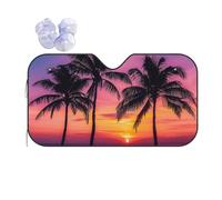 Palm Trees Silhouette at Sunset Printed Car Windshield Sun Shade - Foldable Sun Visor for Car, Car Sun Shade Windshield Protector, Keeps Vehicle Cool & Comfort, Universal Fit Small