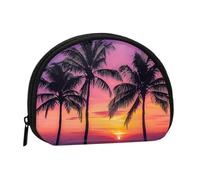Palm Trees Silhouette at Sunset Printed Coin Purse Pouch-Shell Pouch Wallet,Mini Storage Bag,Cosmetic Bagholder for Woman Girls