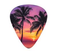 Palm Trees Silhouette At Sunset Printed Custom 12 Pieces Guitar Pick In A Box,The Pick Makes Sound Clear, Ukulele, Electric Bass (0.46 0.71 0.96mm)