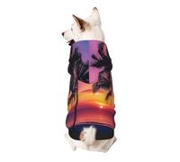 Palm Trees Silhouette at Sunset Printed Dog Hoodie Soft Dog Sweatshirt Cute Cat Dog Clothes for Small Dogs Kitten Puppy, 2XL