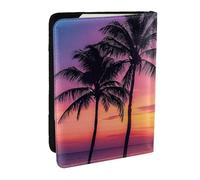 Palm Trees Silhouette at Sunset Printed Passport Holder - 6.5 x 4.5 Inch RFID Blocking Travel Wallet,Stylish Passport Cover,Lightweight Document Organizer for Cards