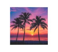Palm Trees Silhouette at Sunset Printed Square Jigsaw Puzzle 12.8x12.8 CM, Puzzle Challenging Game for Adults Gifts, Family Fun Decorative Wall Decor