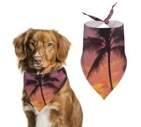 Palm Trees Sunset Beach Cute Dog Bandanas Adjustable Bibs Puppy Neckerchief for Cat Triangle Pet Scarf Summer