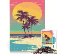 Palm Trees Sunset Beach for Adults 1000 Piece Puzzle Mind Challenge Toy Calm Escape Quality Cut Art Collection Piece (50x75cm)