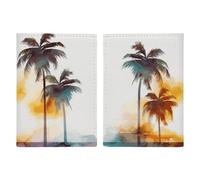 Palm Trees Sunset Passport Holder for Women Men PU Leather Passport Travel Wallet with Multiple Pockets