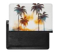 Palm Trees Sunset Passport Holder & Travel Wallet Passport Cover Protector Essentials with Credit Card Slots