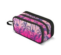 Palm Trees Sunset Purple Pink Pencils Pouch Zipper Pencil Case Storage Pencil Bags Cute Pen Marker Bag for Girls Japanese College Middle School Office Supplies 8.86x3.54x4.33in