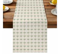 Palm Trees Table Runner, Summer Country Nautical Coastal Beach Ocean Green Tree Cotton and Table Linen Runner for Kitchen Dining Home Decor for Party Festival Holiday Decoration Gift 13x60in