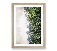 Palm Trees The Beach in Abstract Framed Print | A2 Oak Framed Wall Art | Ready to Hang | Abstract Floral Picture | Living Room Bedroom Lounge Office
