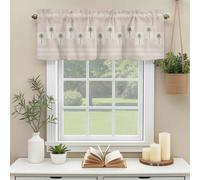 Palm Trees Valances for Windows, Vintage Coastal Tropical Plants Geometric Rectangle Khaki Stripes Rod Pocket Valance Short Window Treatments Curtains for Kitchen Bathroom Bedroom Decor, 42x12 Inches
