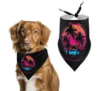 Palm Trees Vintage Sunrise Dog Bandana Puppy Cat Scarfs Bibs Washable Triangle Kerchief Pet Gifts