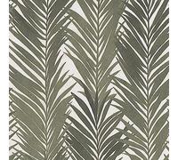Palm Trees White Green Feather Floral Wallpaper - Paste The Wall Feature Wall Textured Non-Woven - Solid Thick Heavy Duty Designer Wallpaper