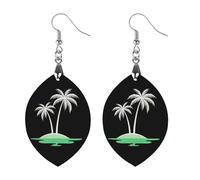 Palm Trees Women's Wooden Earring Apricot Shaped Dangle Earrings Pendant Jewelry