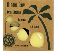 Palm wax Candles, Tea Lights, Unscented, Cream Colour, 12 Candles