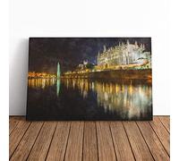 Palma Cathedral In Mallorca Spain | Canvas Wall Art Print | Framed & Ready to Hang Picture | Modern Home Decor for Living Room, Bedroom, Kitchen or Office | 30x20 Inches