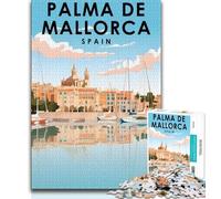 Palma De Mallorca Spain 1000 Pieces Jigsaw Puzzles for Adults And Teens,Family Game Stress Reliever Difficult Challenge Artists Collection,Fine Art 38x26cm