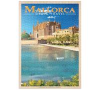 Palma De Mallorca, Spain - The Charming Santa Maria Cathedral By The Sea, Vintage Travel Poster - Premium 500 pieces Puzzle - MyPuzzle special collection from Havana Puzzle Company