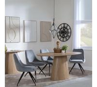 Palma Dining Set - 6 Seater - 180cm - Oval - Oak - Arctic Dining Chairs - Grey Velvet Fabric - Swivel