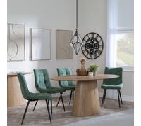 Palma Dining Set - 6 Seater - 180cm - Oval - Oak - Corona Dining Chairs - Green Fabric